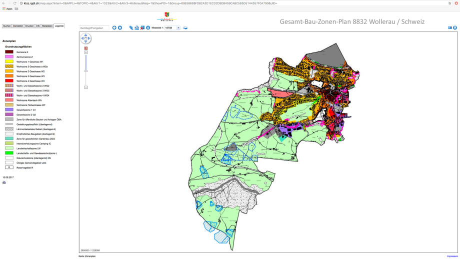 Gesamt Bau Zonen Plan Wollerau Schweiz