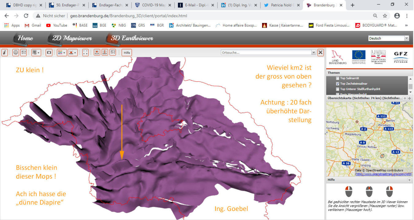 auf dem Brandenburger Geologie Daten Server ist Steinsalz in Lila verzeichnet