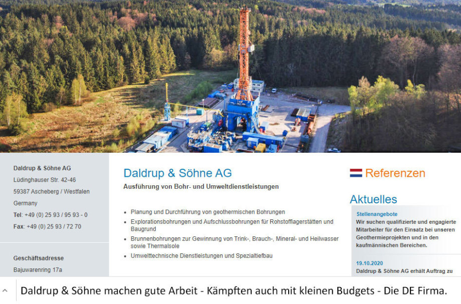 Tiefbohr-Unternehmen Daldrup und Söhne - die gut verbliebene Bohr-Firma in Deutschland