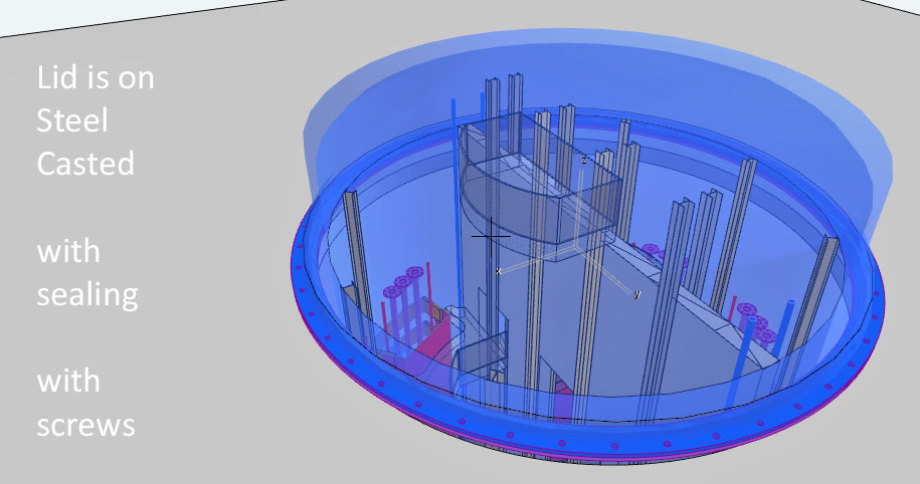 >>> Lid - steel-casted - has to take up to 300 bar - very expensive custom casted building-element - Lid for Methanol Shaft - no complete yet - #Lid #Methanol #Shaft #First #Idea