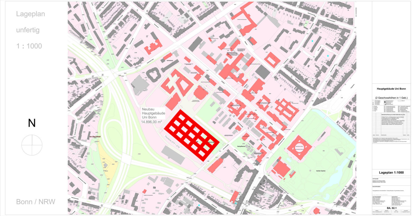 Lageplan 1:1000 - Neubau Hauptgebäude Uni Bonn