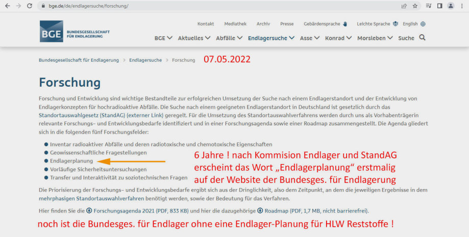 BGE Endlager-Planung HLW ?