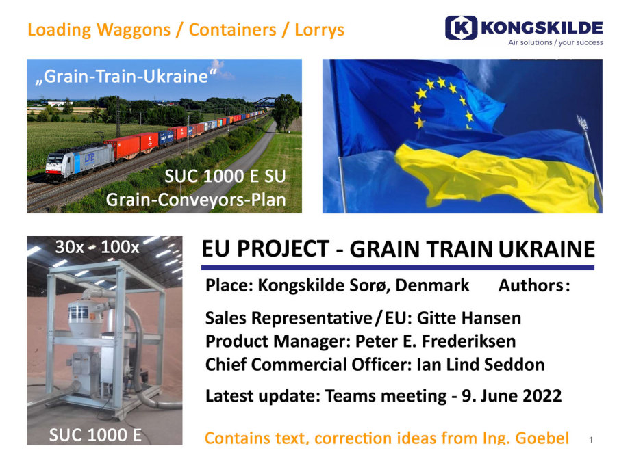Kongskilde Getreide-Förderer Planung - Grain Conveyor Plan by Kongskilde for Grain-Train-Ukraine