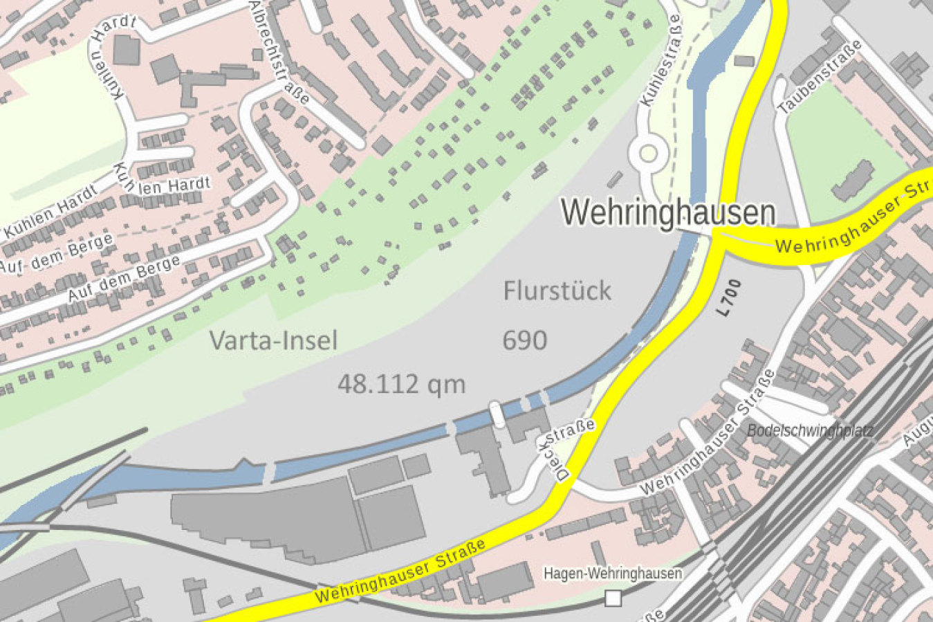 Freies Baugrundstück Hagen - Flurstück-690-Varta-Insel-Hagen-48.112 qm