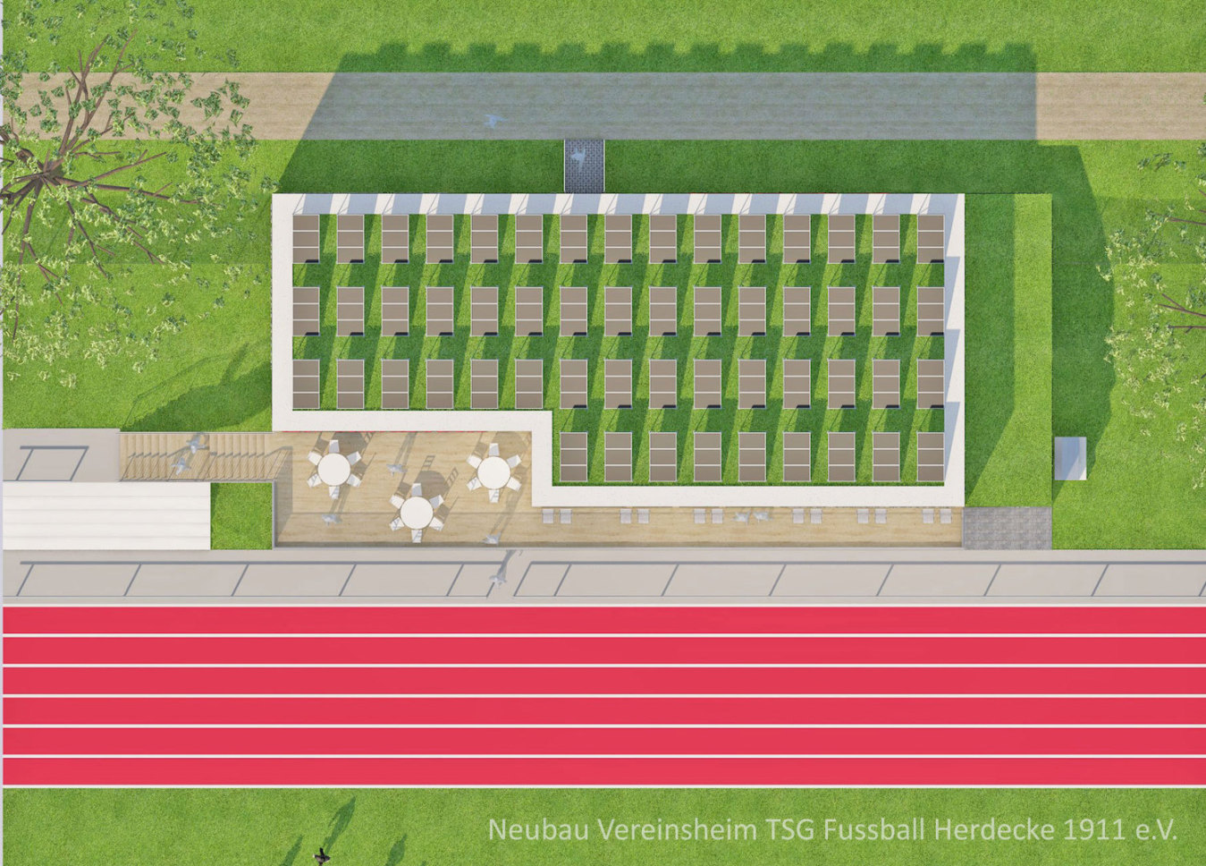 Aufsicht Neubau Fussball Vereinsheim