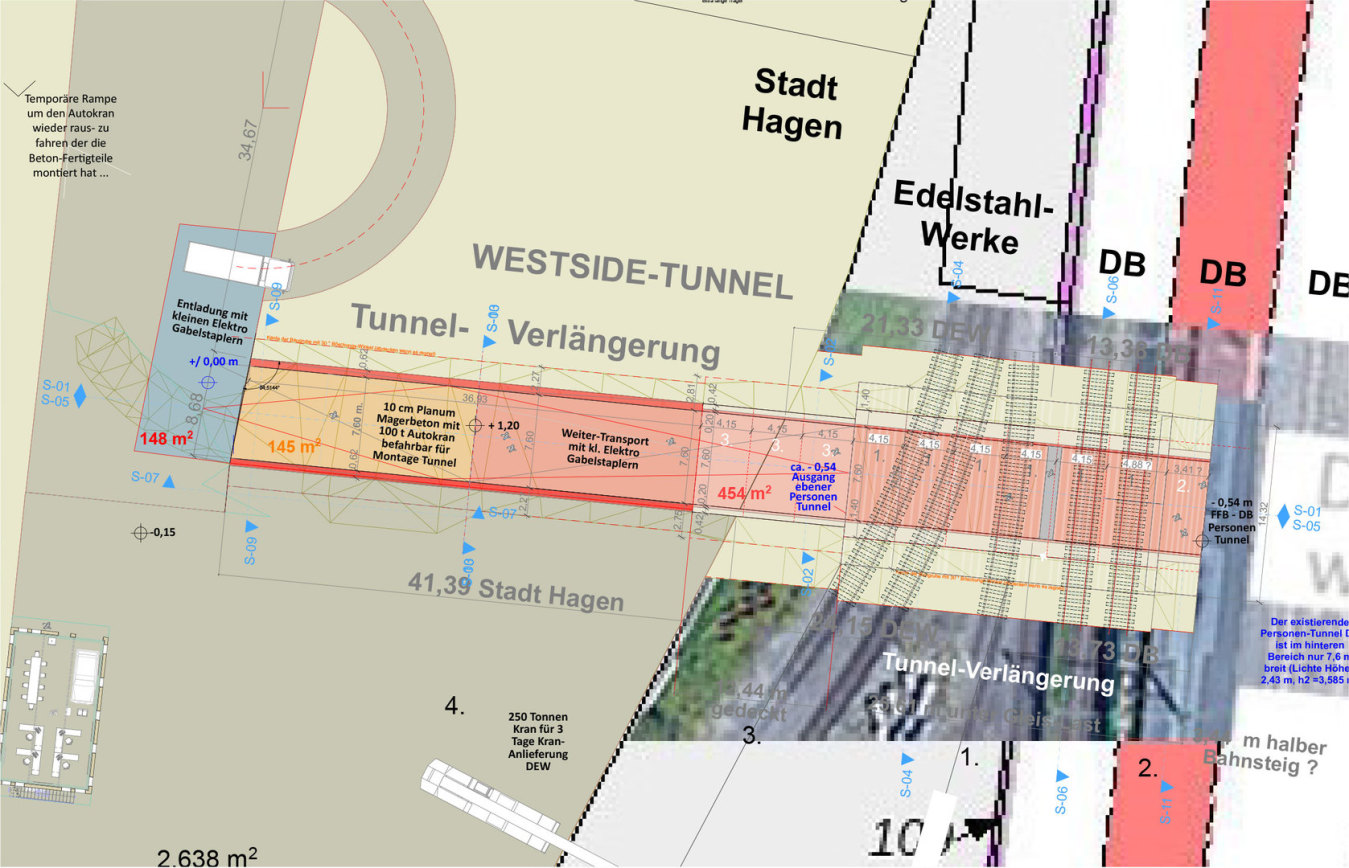 Grundriss Tunnel-Verlängerung Hagen - DB Tunnel - Bahnhof zur anderen Seite hin öffnen