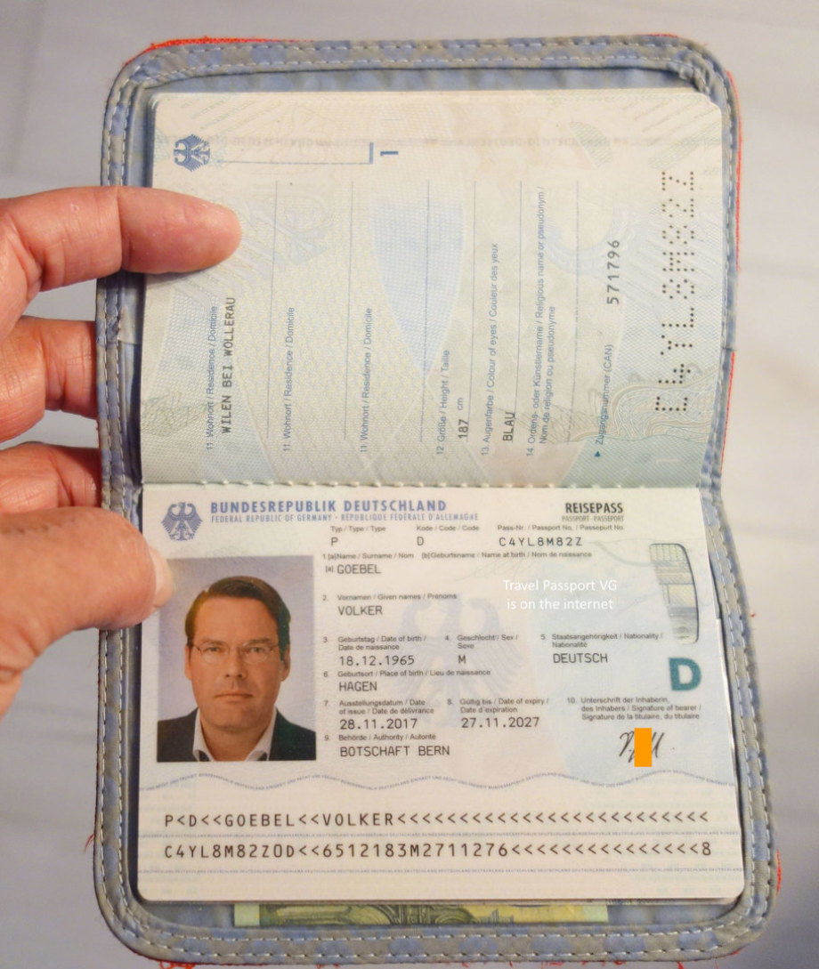 Reisepass Volker Goebel - von Deutscher Botschaft Bern ausgestellt