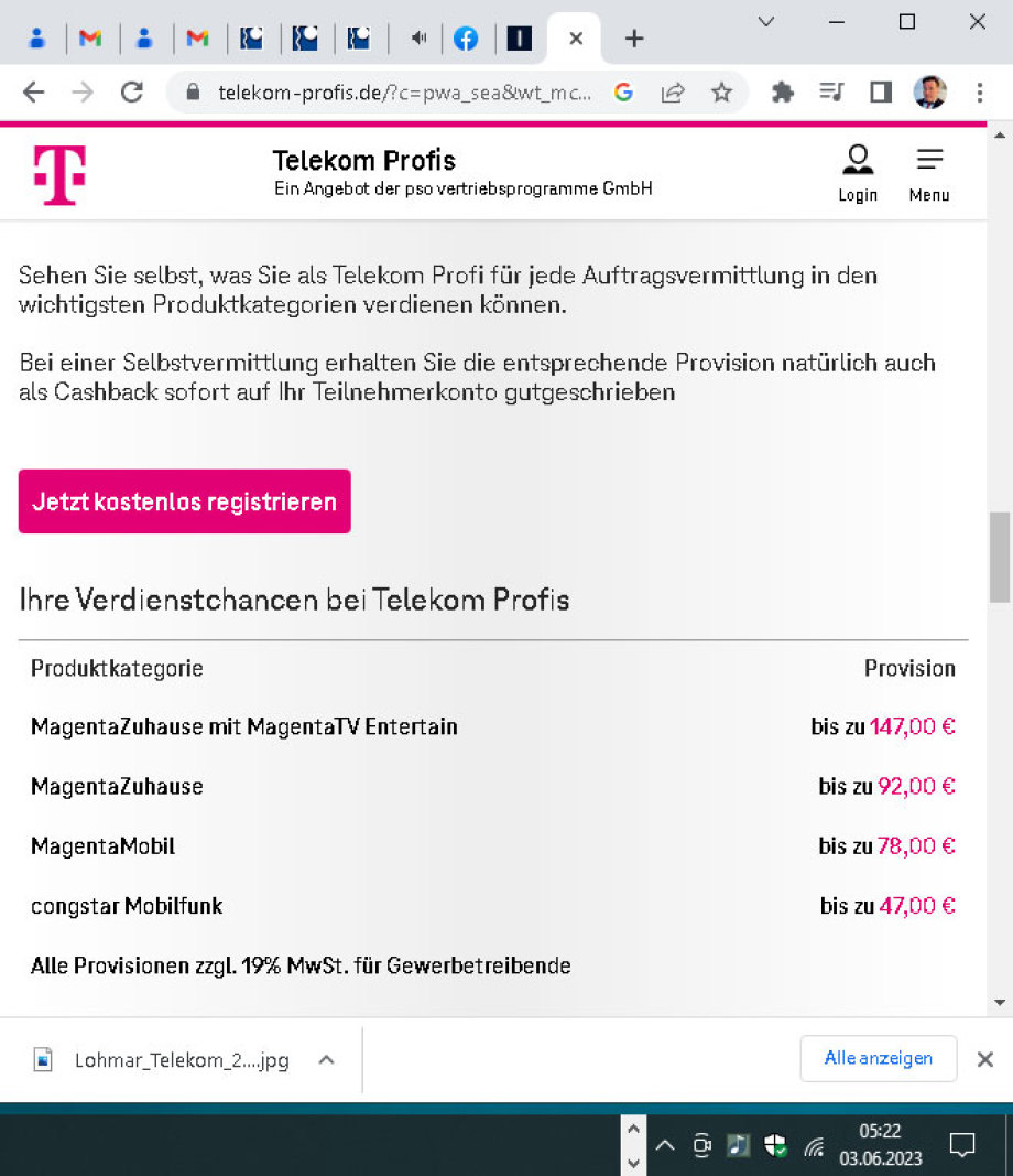 Provisionen für Telekom Verkaufer - über PSO Köln