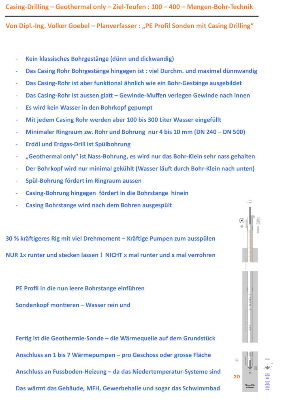 Anleitung Bohr-Technik Geothermal Only Casing-Drilling Geothermie Ko-Axial-Sonden