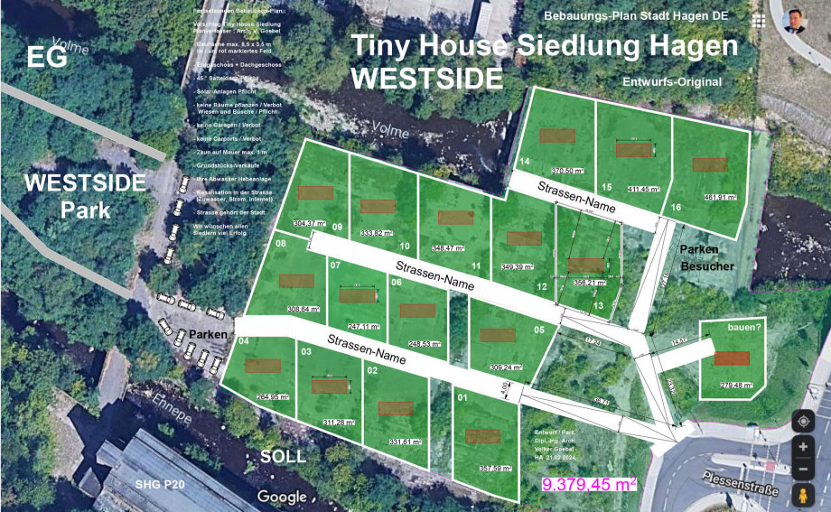 Bebauungs-Plan Tiny House Siedlung Hagen WESTSIDE Park