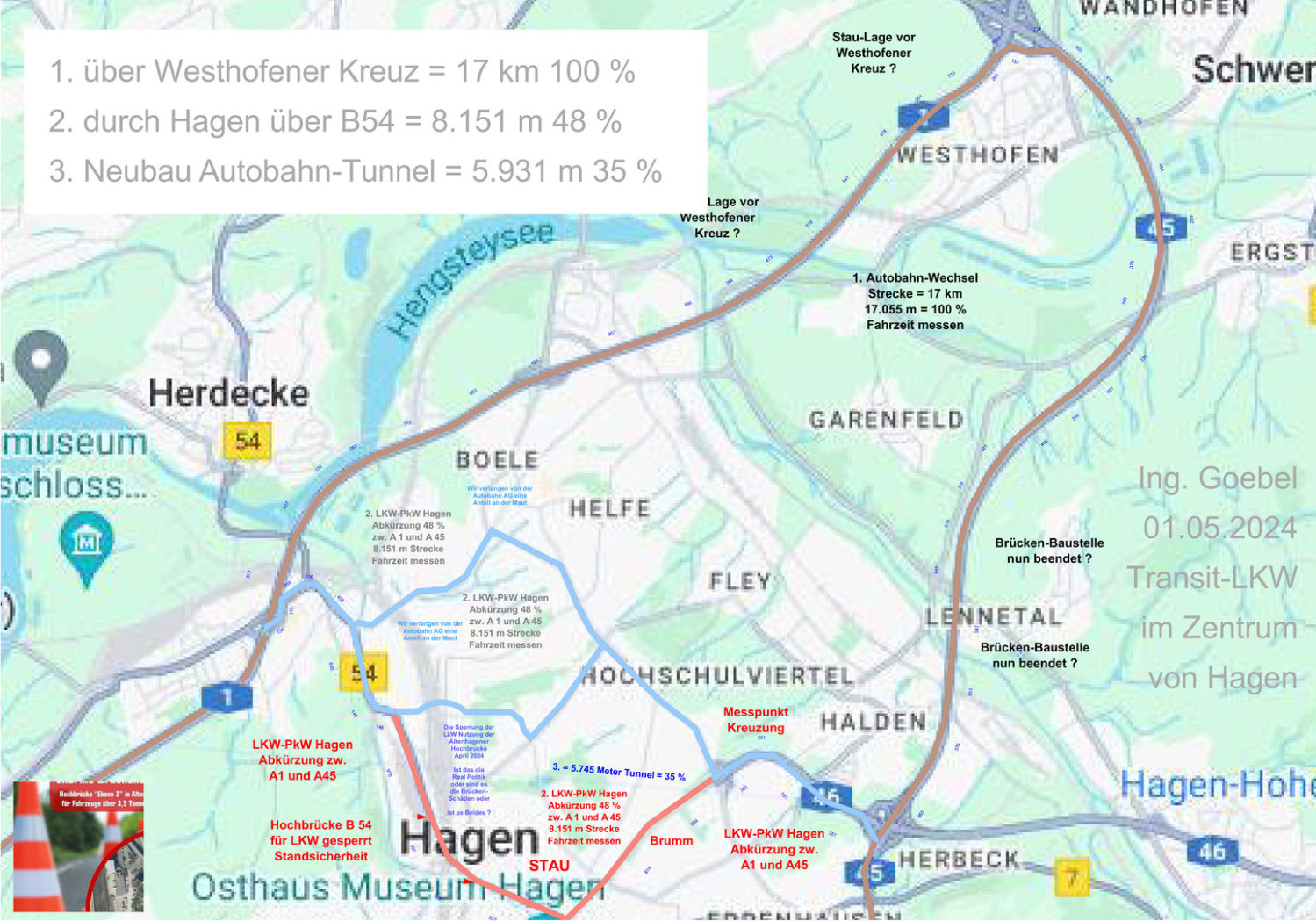 Hochbrücke Altenhagen - LKW Abkürzungs-Verkehre - fehlender Schadens-Bericht