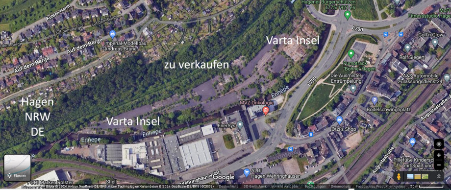 Bauland für Gewerbe zu verkaufen - Varta-Insel Hagen