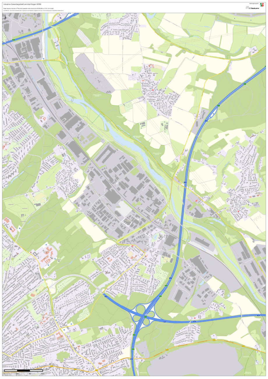 Karte Gewerbe Gebiet Lennetal in Hagen NRW DE Europe