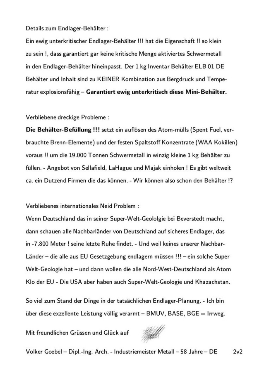 Finale Resultuate Endlager Forschung Deutschland - Final Results GDF Science and Planning Germany