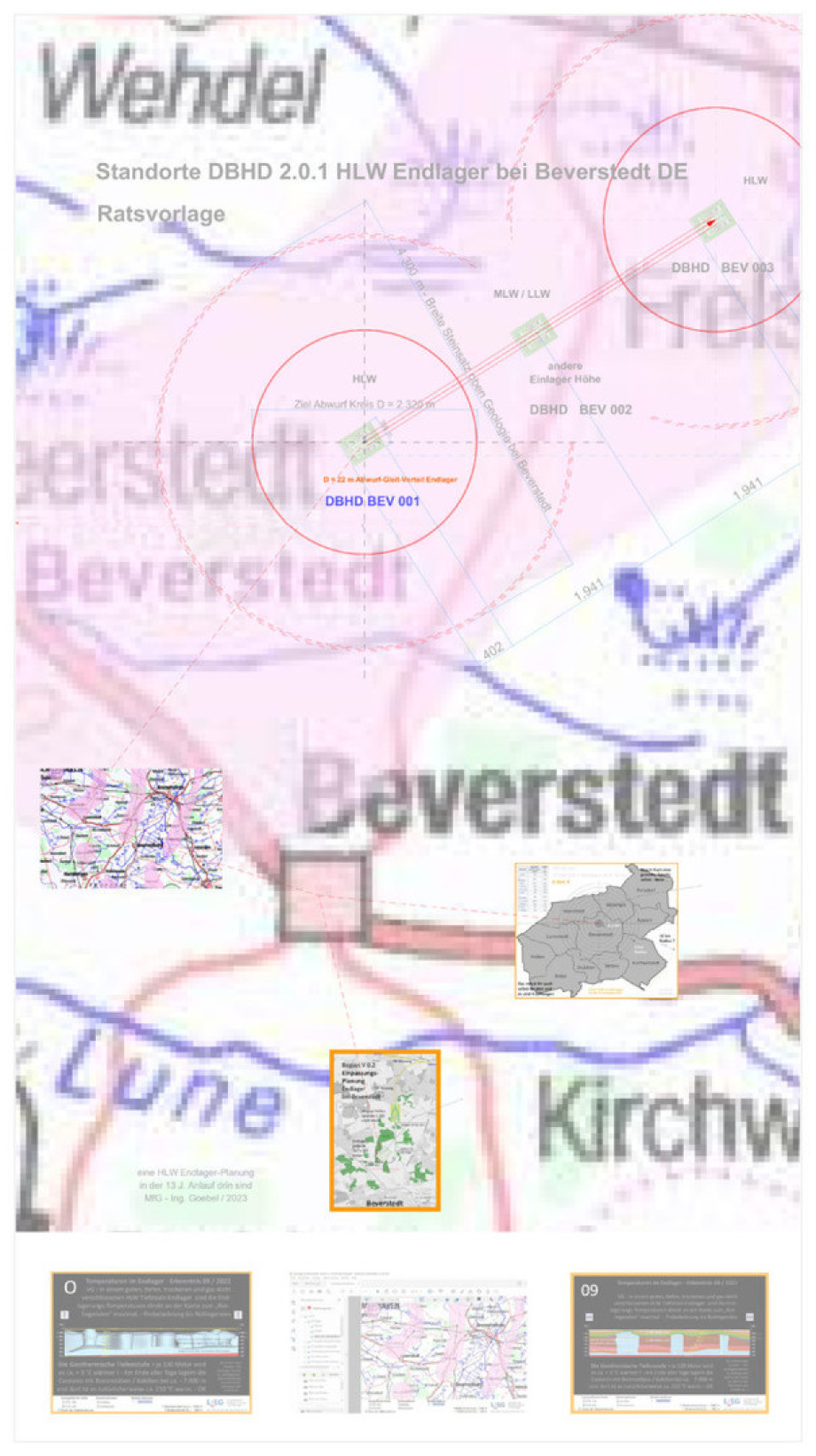 Aufsicht - System Skizze Endlager-Bauwerke in Nord-West-Deutschland - Tiefstsalz bei Beverstedt