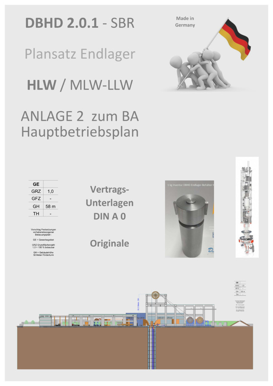 Titelblatt Anlage 2 zum Hauptbetriebsplan Endlager-Schacht-Bergwerk DBHD 2.0.1