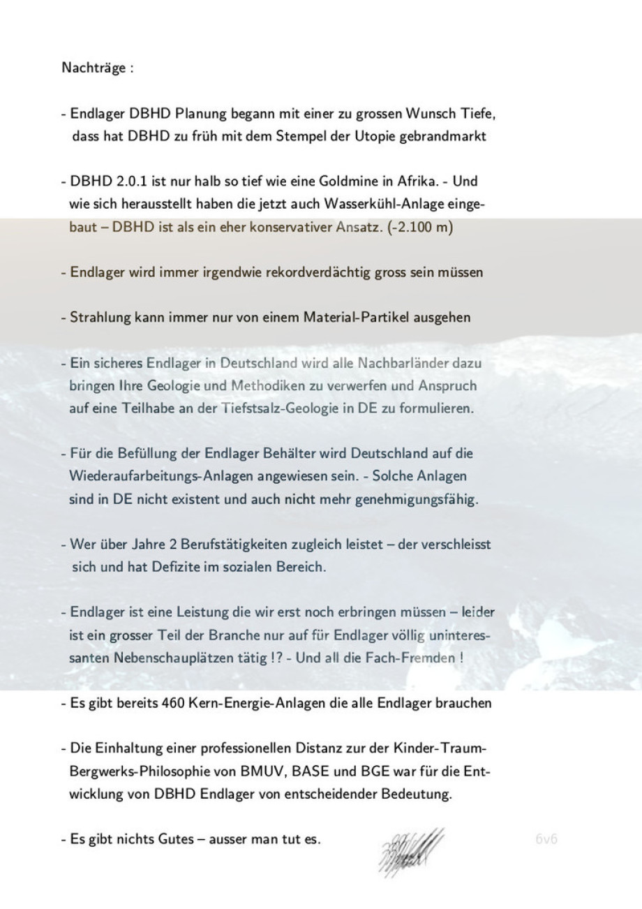 Einzel-Erkenntnisse aus 13 J. Endlager-Forschung und Endlager Planung Ing. Goebel und Team