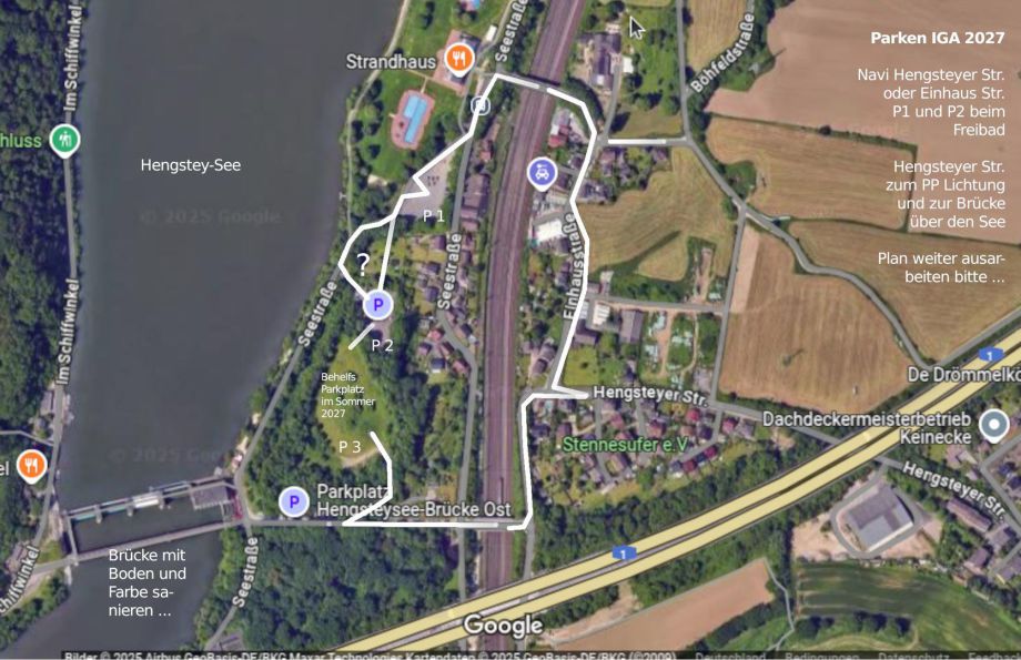 Anfahrt-Skizze Parken IGA 2027 - See-Bad Hengstey - mit Beachclub - cool - Neu