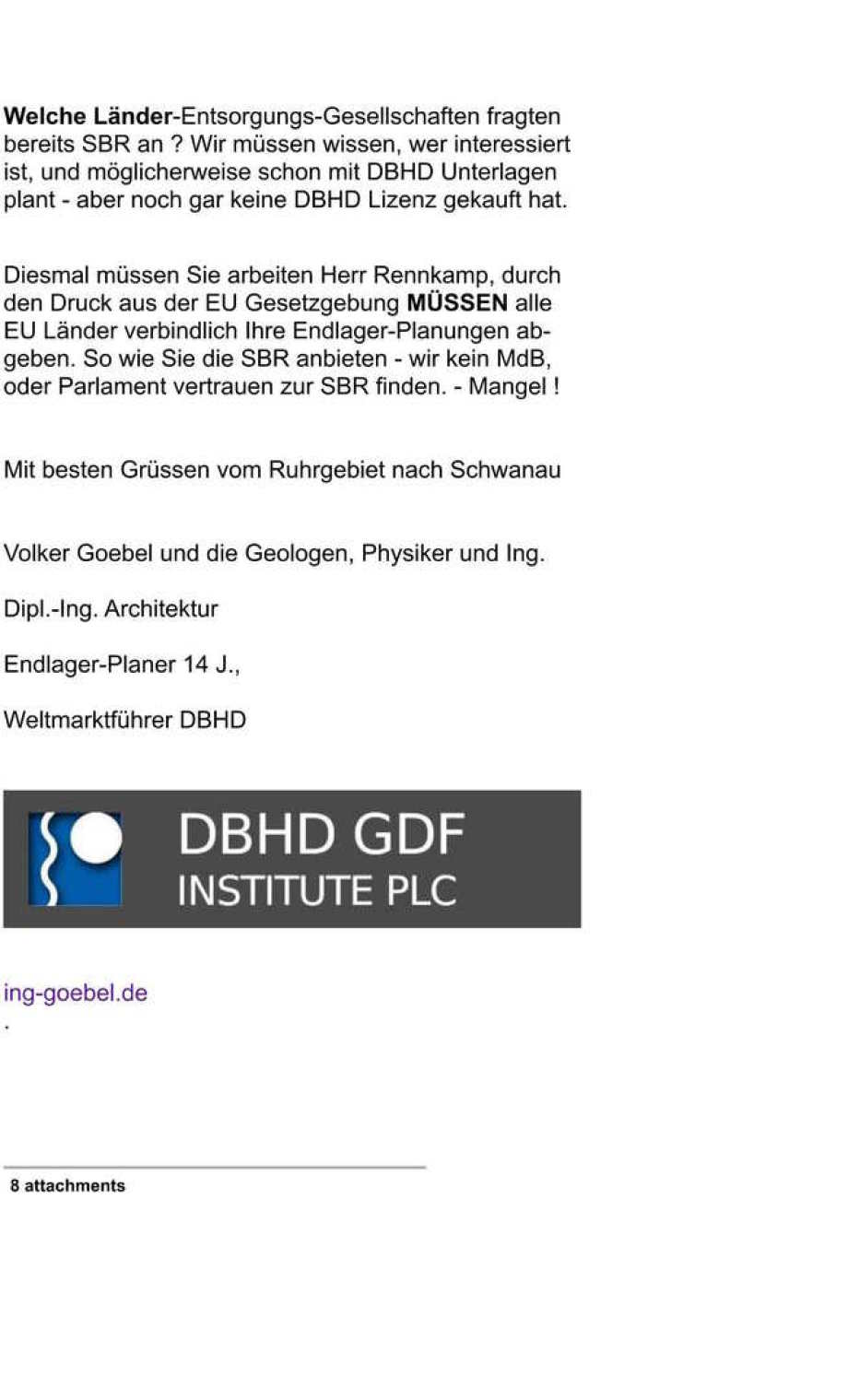 Anfrage SBR Tief-Gross-Loch-Bohrtechnik für DBHD an Fa. Herrenknecht - all die Jahre Herrn Rennkamp am Telefon - es wird Zeit für ein schriftliches Angebot - Die SBR ist bereits im NaPro BRD !! - Wir brauchen nun verbindliche Zusagen - Schriftlich bitte .
