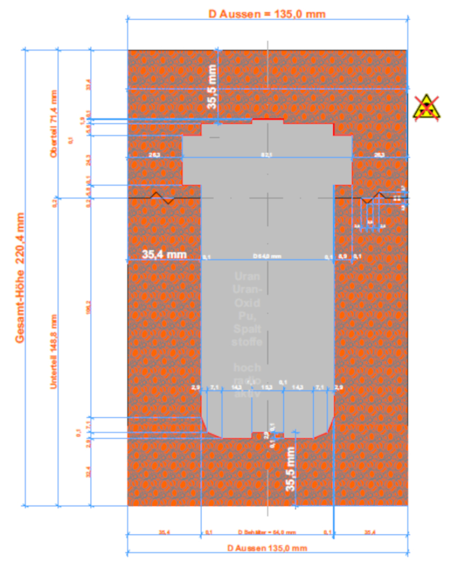 Vorschau Bild Transport-Hülle PTH 03 DE für Endlager-Behälter ELB 02 DE