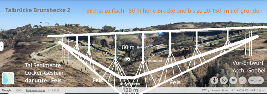 Vor-Entwurf Architektur Gründung Talbrücke Brunsbecke  Arch. Goebel Hagen