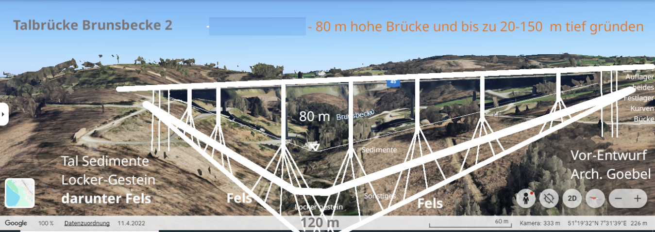 Vor-Entwurf Architektur Gründung Talbrücke Brunsbecke  Arch. Goebel Hagen