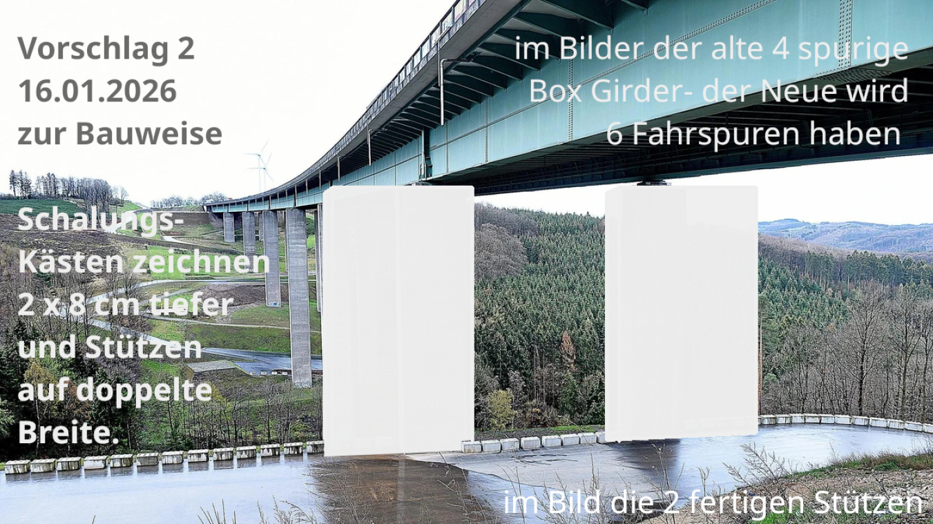 Ertüchtigung und Ausbau Talbrücke Brunsbecke - Bild zeigt nur neues Tragwerk mit dem alten Box Girder