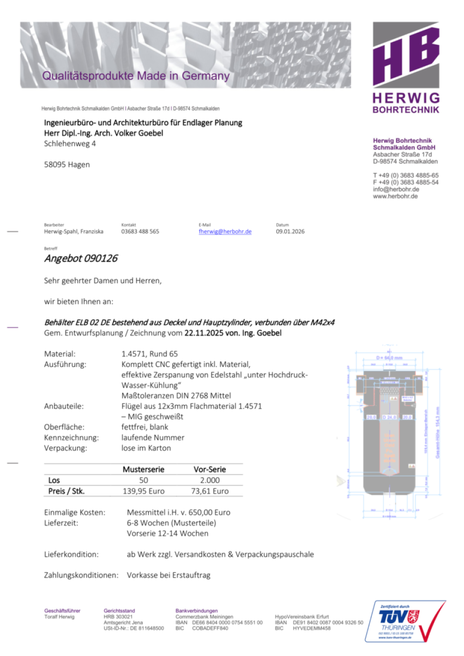 Drehteile aus Edelstahl bei Fa. Herwig Bohrtechnik kaufen