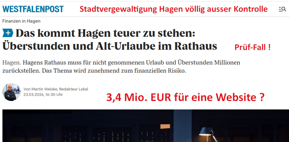 Überforderte IT Abteilung - neue Website Stadt Hagen - IT überfordert die Finanzen