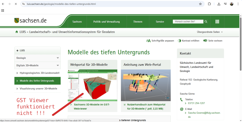 LUIS 3D GST Geologie-Daten-Viewer funktioniert nicht