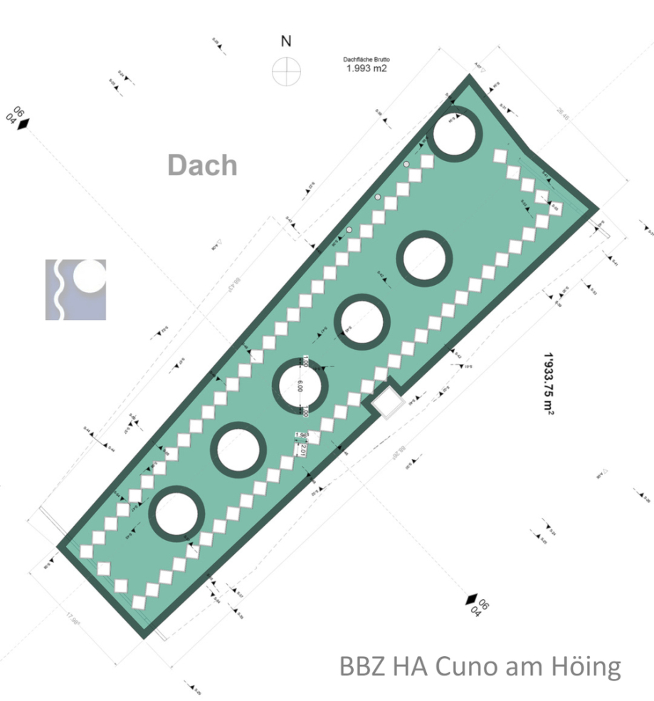 BBZ HA - Dach - Original-Entwurf um 90 ° jetzt perfekt zur Sonne ausgerichtet - Schule