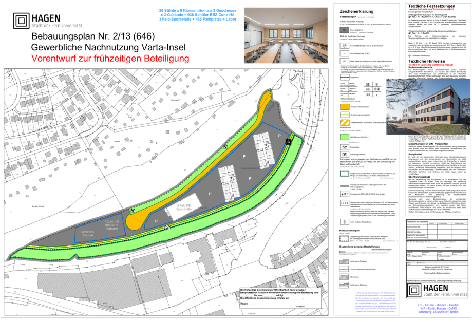 Lageplan Cuno Berufsschule und Berufskolleg auf Varta-Insel - Architekturbüro Goebel