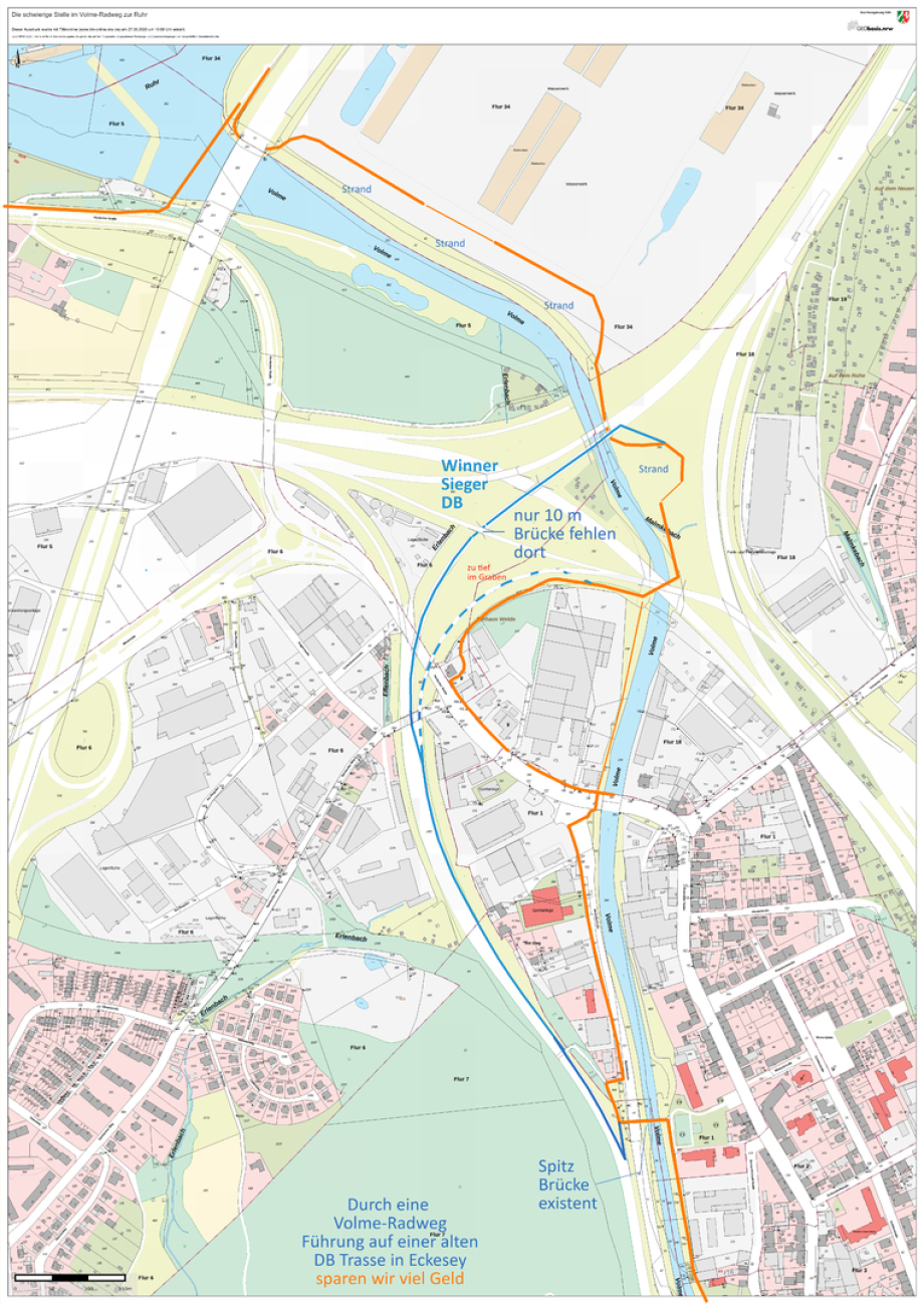 Vol,me-Radweg Planung - mit dem stillgelegten Teil der DB Trasse rüber zum Volme-Natur-Strand den der Ruhrverband so schön abgesperrt hat !!!