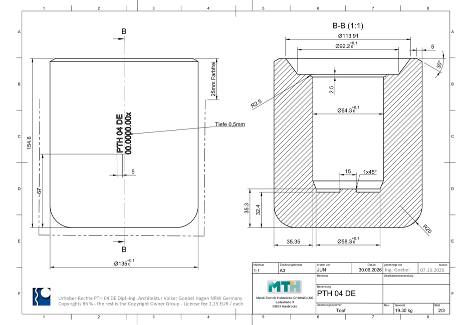 Cask – Lead radiation shielding shell for final disposal containers – geological disposal