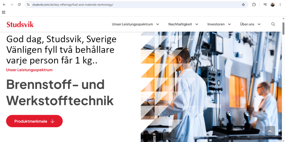 Studsvik Sweden is operating best hot cells ww