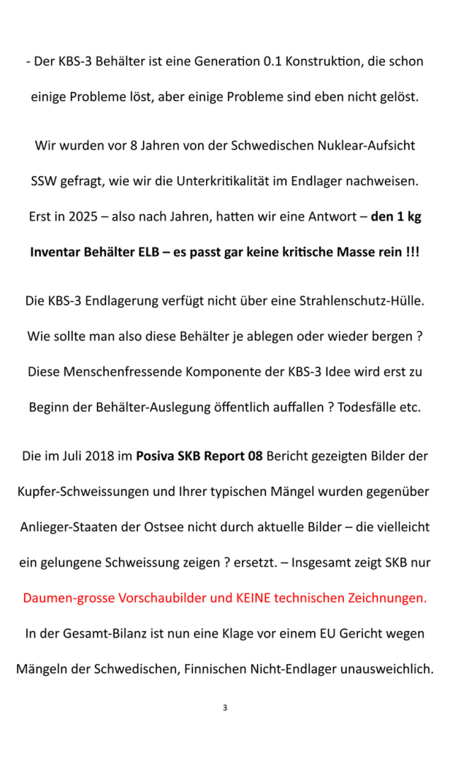 Peer Review KBS-3 Kritik von Endlager-Planer Ing. Goebel DE - Schwerpunkt Kupfer Füge Probleme der SKB