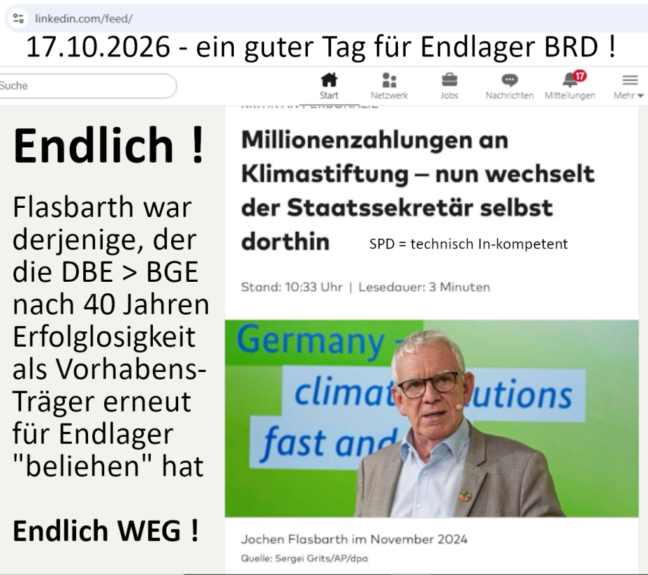 Jochen Flasbarth BMUKN hat die Endlager-Branche ENDLICH verlassen