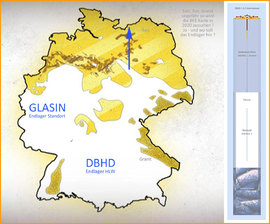 >>> Standort DBHD Endlager DE in einer geologischen Karte der Wirts-Gesteine - Deutschland untersucht Tonstein und Granit aber nur, um die Nachbarn besser zu verstehen - #DBHD #inRocksalt #Layer #beiGlasin