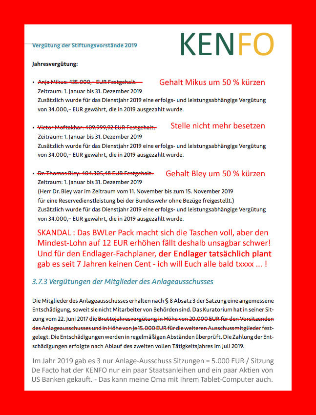 >>> KENFO Geschäftsführungs-Gehälter um 50 % kürzen - ein paar Staatsanleihen und ein paar US Bank Aktien kaufen kann auch meine Oma mit Ihrem Tablett-PC #KENFO #Leistungslos #Schwach