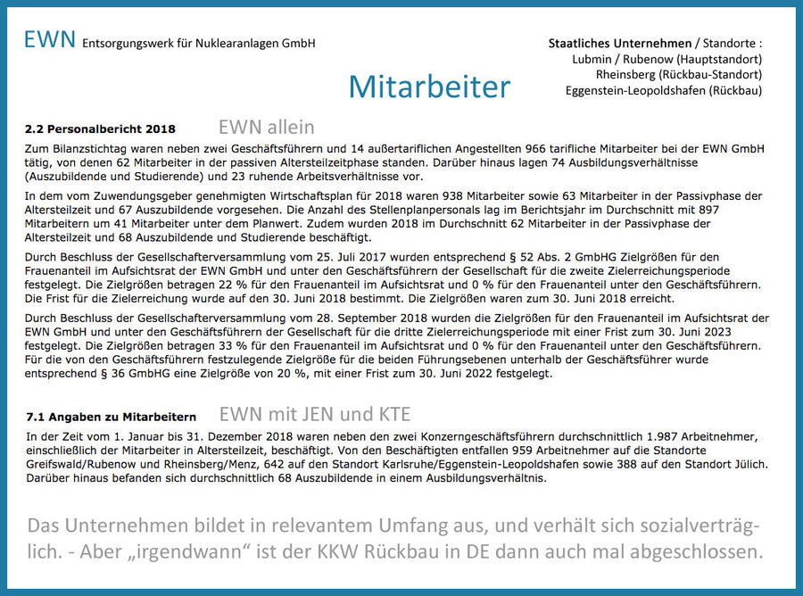 >>> Die EWN GmbH - das DE Nuklear-Rück-Bau-Unternehmen - zerlegen, dampf-reinigen, freimessen und zurück in den Material-Kreislauf - hier die Personal-Liste - #EWN #Decommissioning #Germany