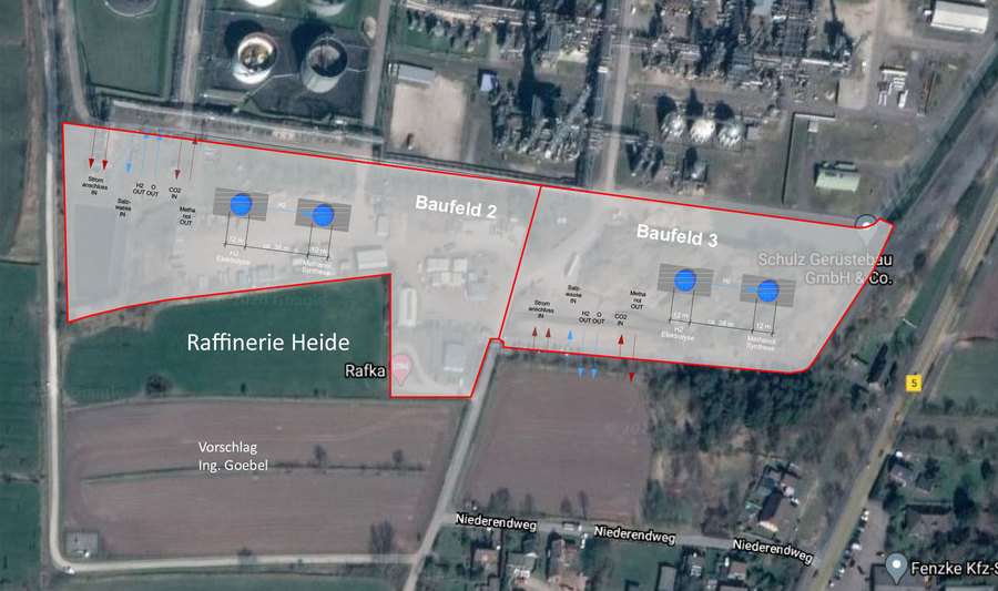 Einpassungs Planung Wasserstoff und Methanol-Schacht 