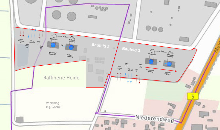 Einpassungs Planung Wasserstoff und Methanol-Schacht 