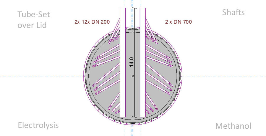 >>> Zusammenfassung der Rohre aus dem Kreis in eine Linie unter Beachtung 90 ° Anschlüsse zu vermeiden - TubeSet over Lid - #Tubes #Electrolysis #Methanol