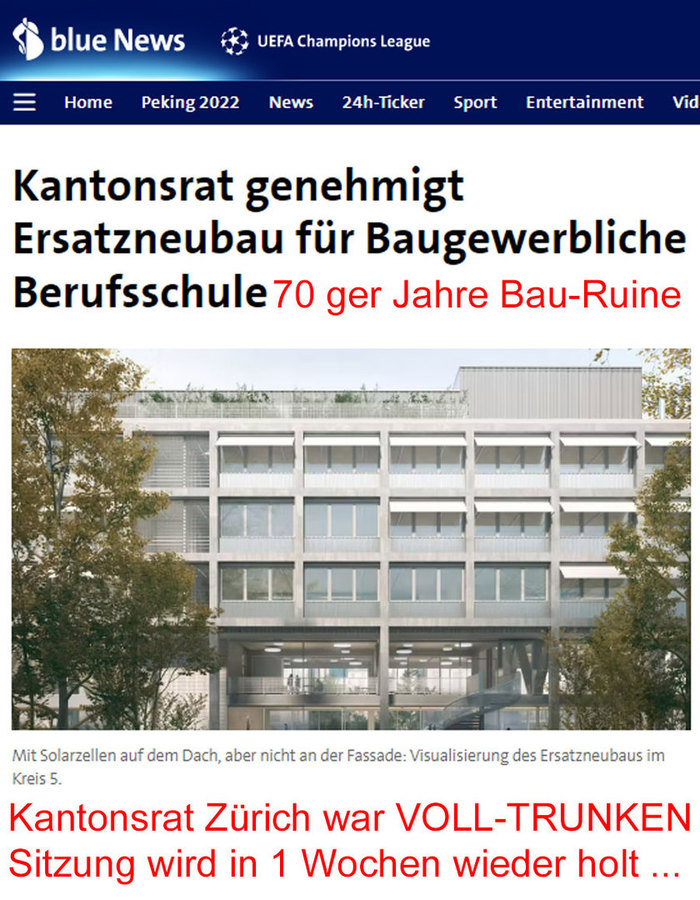 Kantonsrat Zürich Bau-Skandal - 70 ger Jahre Schulbau und keine Tunnel unter dem Zürich-See