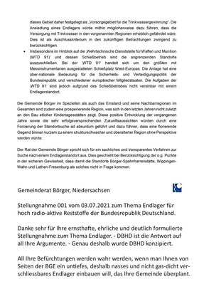 Seite 2 Stellungsnahme des Rates der Gemeinde Börger und angrenzender Gemeinden
