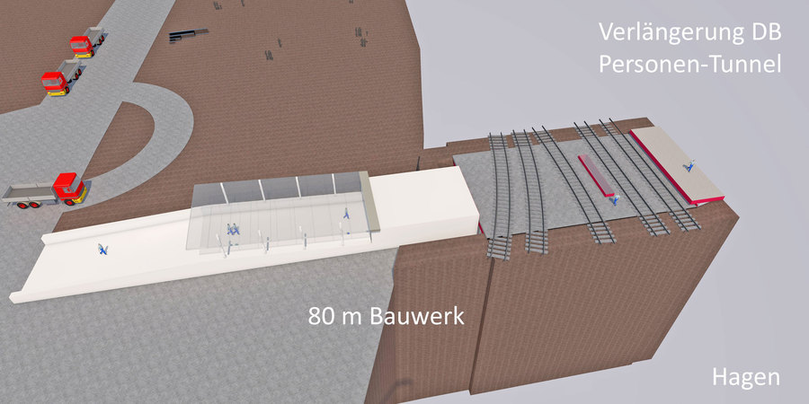 Fussgänger DB Tunnel Verlängerung WESTSIDE Hagen