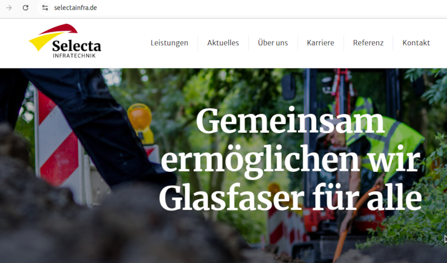>>> welche Bautruppen - Bravo an Fa. Selecta - die Telekom AG aufgefahren hat um der Ahrstr. 7 Hagen (Ing. Büro Goebel) einen Top-Glasfaser-Anschluss bereitzustellen - Danke trotz unverlangt.