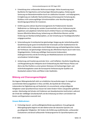FDP Hagen Wahlprogramm Kommunalwahl 2025FDP Hagen Wahlprogramm Kommunalwahl 2025