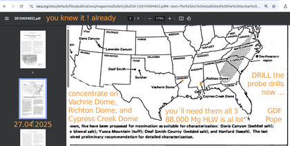  >>> Hello Louisiana Drilling Companies - Cashing on the GDF agenda ! Drilling in Salt Domes with SBR from Germany - includes shaft building DOE got 56 Bio USD on GDF accounts - Vacherie Dome -first US DBHD