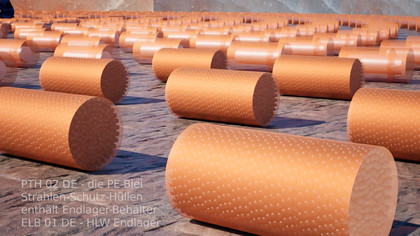 DBHD Endlager-Gebinde besteht aus 1 kg Inventar Endlager-Behälter Edelstahl und Strahlenschutz-Hülle Blei PE